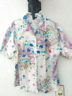 かりゆしウェア 花柄 アロハシャツ 3Lサイズ リップル生地