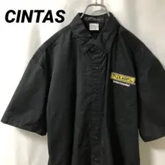 N-4742 CINTAS アメリカ古着 ワークシャツ 半袖 企業ロゴ刺繍 L
