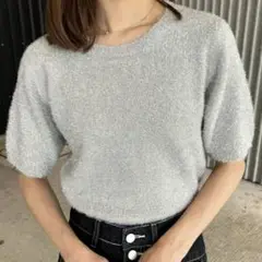 【新品未使用】Olu.半袖ニット ラメフェザーニット