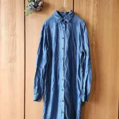 ☘️【ユニクロ 】デニム シャツ ロング ワンピース リヨセル