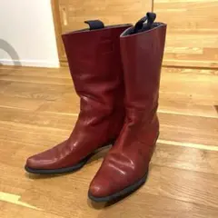 【本日お値下げ】miumiu★ロングブーツ34 MiuMiu】Leather boots スモークレザーブーツ (MiuMiu/ロング