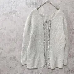 シュガーマトリックス　ユーネックカーディガン　ビーズ飾り　キャメル　フック　S