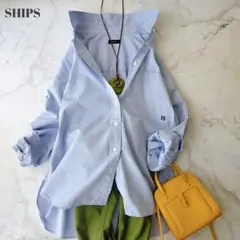 超美品　シップス　ブルー　オーバーシャツ　長袖シャツ　綿100%