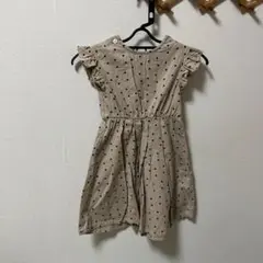未使用 SERAPH セラフ 子供服 半袖ワンピース 水玉 ドット柄 ベージュ