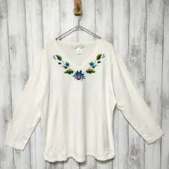 SUSAN BRISTOL　(1W)　フラワー刺繍 Vネックカットソー　長袖T