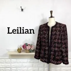Leilian★ レリアン ノーカラージャケット アウター エレガンス ツイード