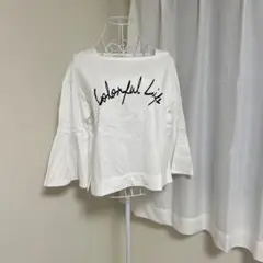AuieF' アウィーエフ　ベルスリーブ　英字　ボートネック　袖あり　Tシャツ