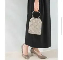 【アーバンリサーチロッソ】リングハンドルビジューバッグ （BEIGE）