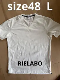 RIELABO ホワイト Vネック Tシャツ