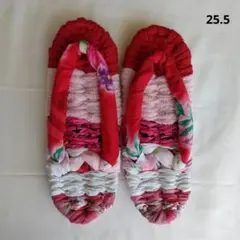 布ぞうり 赤花 赤-ピンク 25.5 布草履