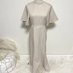 LAUIR スタンドカラーマーメイドワンピース M ベージュ