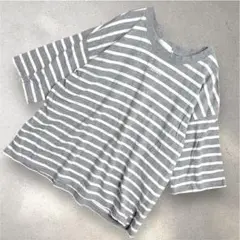 1944 ラシーク ボーダーTシャツ 五分袖 シンプル 綿100%グレー M