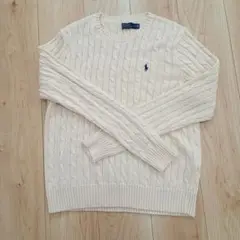 ラルフローレン ケーブル ニット ワンポイント刺繍 コットン XLサイズ