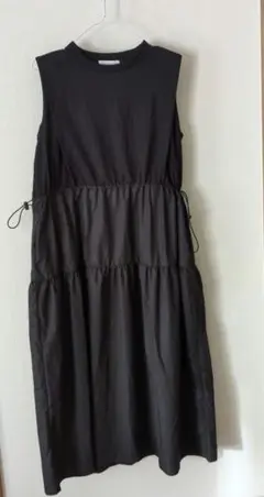 THE SHOP TK ノースリーブティアードロングワンピース M-L 黒