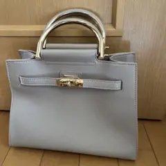 ベージュ合成皮革 ハンドバッグ
