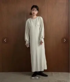 Amiur バルーンスリーブリボンスウェットワンピース