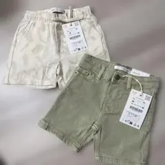 新品　ZARA 86 ショートパンツ　デニム　リネン　半ズボン