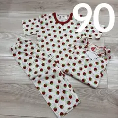 新品✨いちご柄 ベビーパジャマ 半袖 90 上下セット