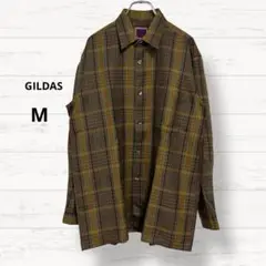 2555【GILDAS】長袖シャツ ネルシャツ チェック ウール100% M