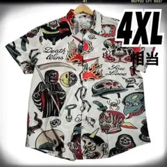 (555)アメトラタトゥー　スカル　ロカビリー　アロハ　ビックサイズ