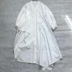 美品✨ ENFOLDタイプライターパフスリーブドレスシャツワンピース 36 白