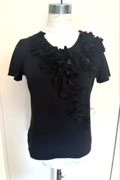 美品　LANVIN ブラック 花モチーフ　 半袖Tシャツ