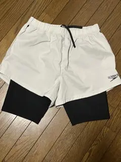 【新品】speedo ショートパンツ インナー付き ホワイト/ブラック