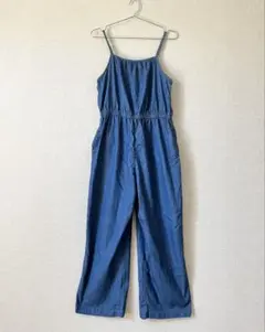 デニム風スリーブレスオールインワン【UNIQLO・160】小柄　子供　レディース