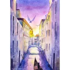 （原画）彩りの道【SMサイズ／水彩画／#2521】