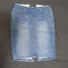 Wrangler デニムタイトスカート レーストリム付 Y2K