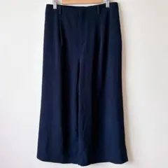 ユニクロ ワイドパンツ Lサイズ ネイビー ウエストゴム ストレッチ きれいめ