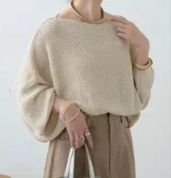 omekashi リネンワイドニットプルオーバー