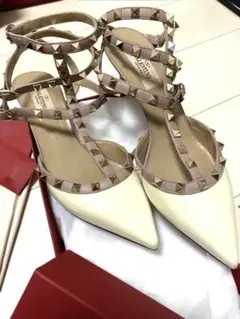 VALENTINO パンプス 7cmヒール ピンク オフホワイト