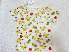 monpoke モンポケ 半袖Tシャツ 総柄 ロゴ刺繍 ナチュラル×90cm