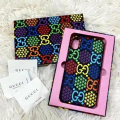 未使用級　グッチ　iPhoneX ケース サイケデリック GG マルチカラー