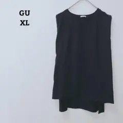 ジーユー　ショルダータック　チュニックT　カットソー　ノースリーブ　綿　XL