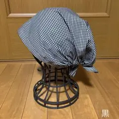 バンダナキャップ 黒色ギンガムチェック②