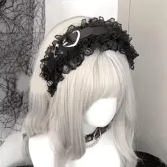 カチューシャ 黒 レース ベルト