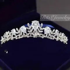 ティアラボタニカルリーフジルコニアウェディングブライダルヘアアクセサリー結婚式b