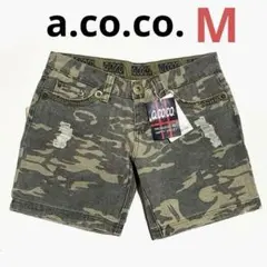 a.co.co. 迷彩　カモフラ　デニムショートパンツ　M