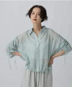 美品＊シャーリングストライプシャツ