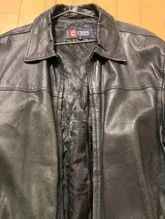 CHAPS 90sビンテージ 本革 襟付 レザージャケット ブラック Lサイズ 90s GAP オールドギャップ 肉厚 レザージャケット 黒 XXL T