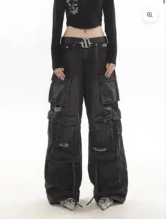 ダメージルーズワイドデニムカーゴパンツ ARULE アルール KsG ELUVA