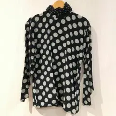 VERSACE ヴェルサーチ シルクブラウス 水玉 ドット レディース 42 紺