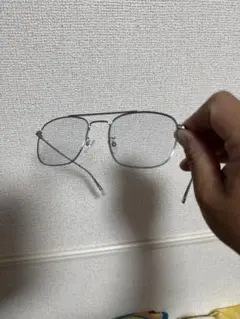 シルバー メタル スクエア メガネ