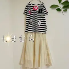 新品　しまむらディズニーコラボボーダー柄 プリントTシャツ（LL）白