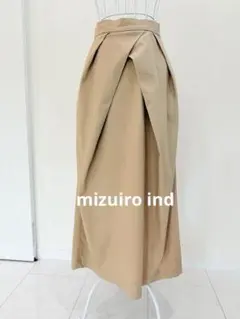 【良品】mizuiro indベージュ ロング丈プリーツスカート
