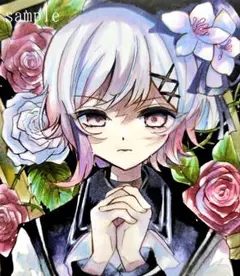 ⋆✦手描きイラスト 魔法少女ノ魔女裁判 桜羽エマ まのさば ミニ色紙 ⋆✦
