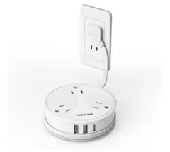 延長コード 短い 薄型プラグ TESSAN 電源タップ usb付き