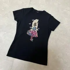 アリス・イン・ワンダーランド 半袖Tシャツ 黒　レディースM相当